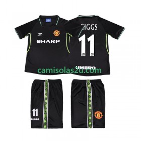 Camisolas de futebol Manchester United GIGGS 11 1999 Retro Criança Equipamento 3ª 1998 Manga Curta